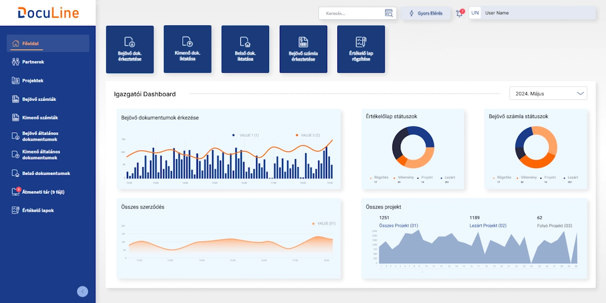 DocuLine vállalati digitalizációs platform képernyőkép